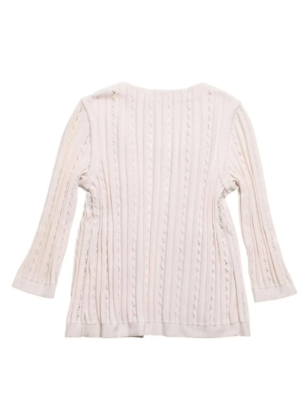 Chanel Cardigan Pearl Button CC Logo Cotton Rayon Polyester Pink